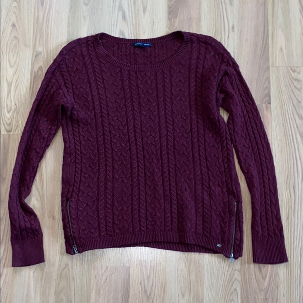 American Eagle Maroon Sweater with Zippers